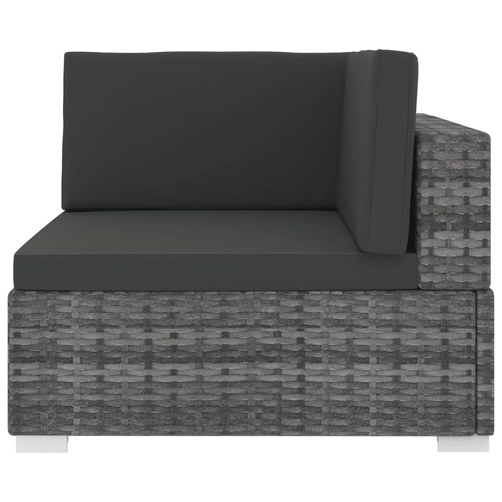 1 db szürke polyrattan moduláris sarokfotel párnákkal