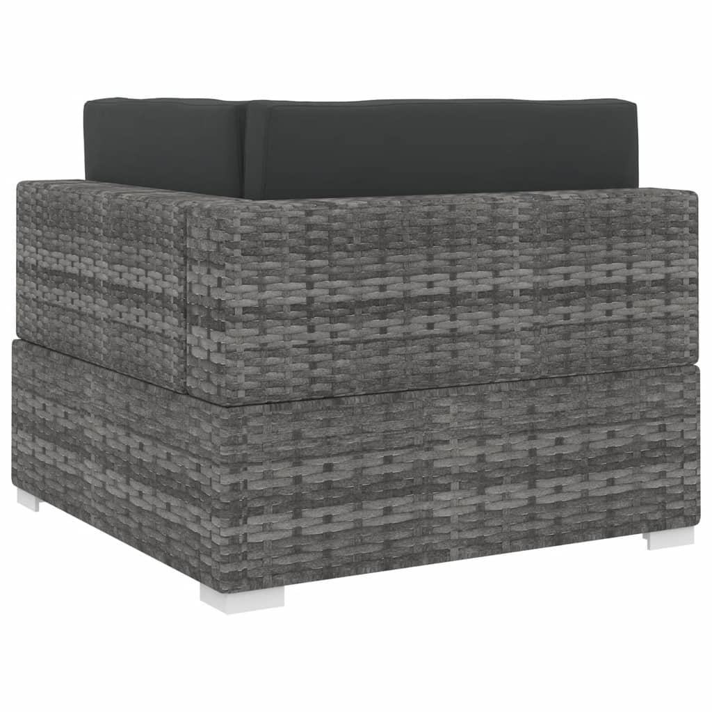 1 db szürke polyrattan moduláris sarokfotel párnákkal