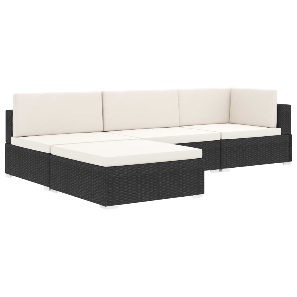 1 db fekete polyrattan moduláris sarokfotel párnákkal 1 db fekete polyrattan moduláris sarokfotel párnákkal