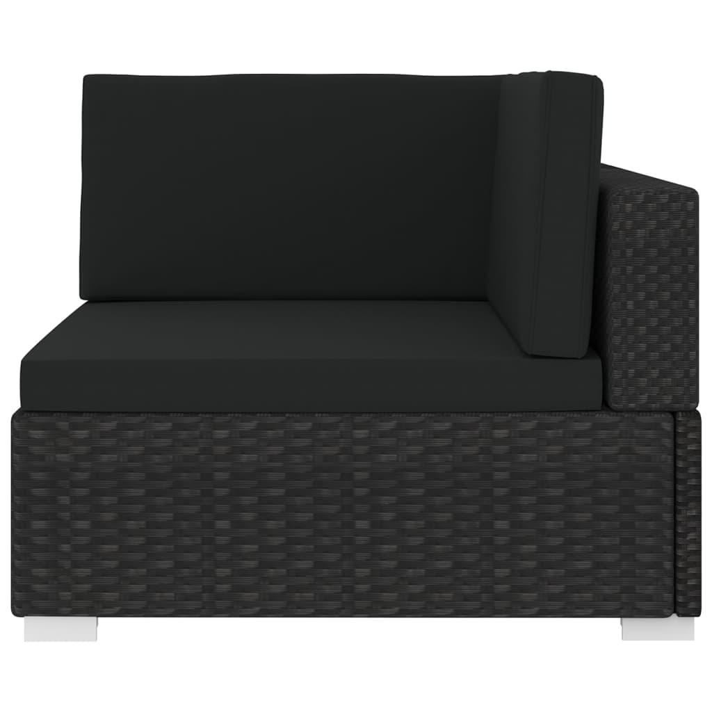 1 db fekete polyrattan moduláris sarokfotel párnákkal 1 db fekete polyrattan moduláris sarokfotel párnákkal