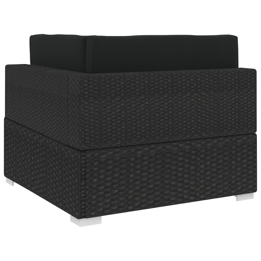 1 db fekete polyrattan moduláris sarokfotel párnákkal 1 db fekete polyrattan moduláris sarokfotel párnákkal