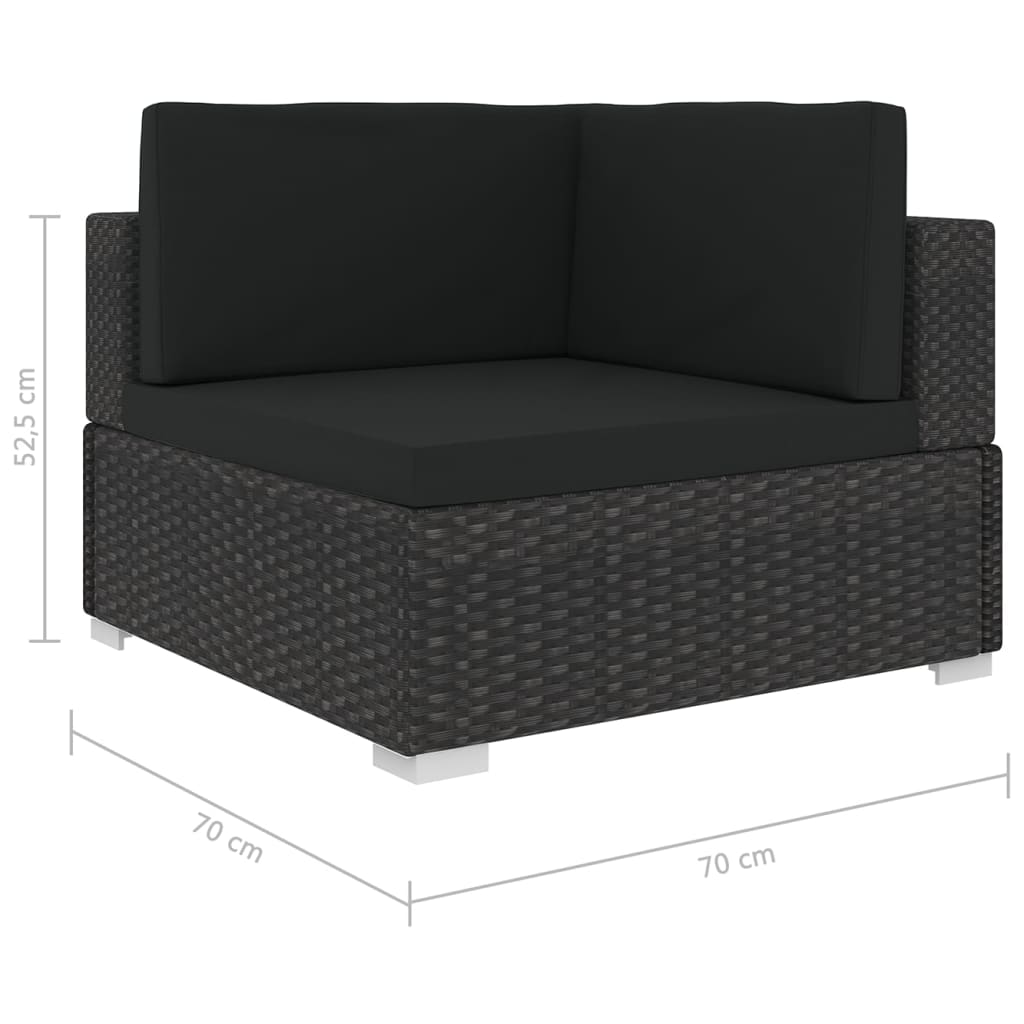 1 db fekete polyrattan moduláris sarokfotel párnákkal 1 db fekete polyrattan moduláris sarokfotel párnákkal
