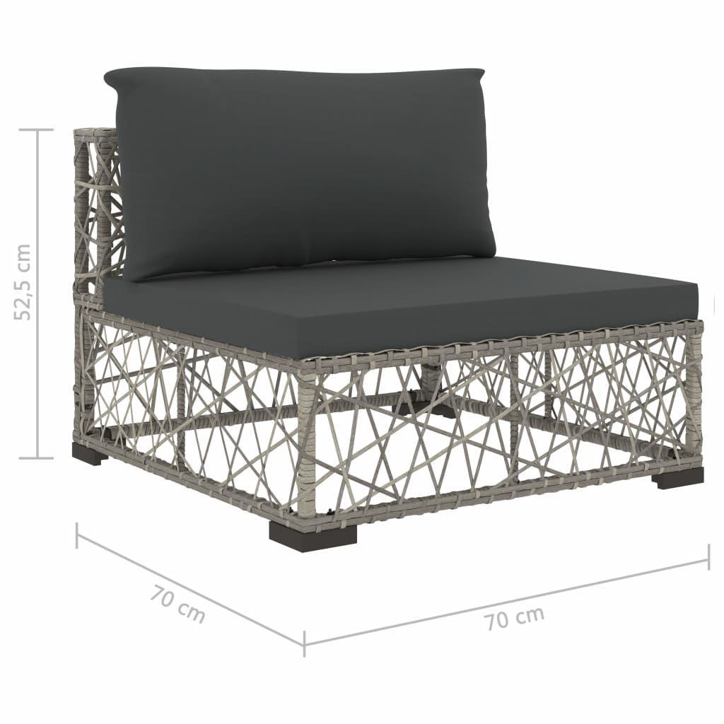 6-részes szürke polyrattan kerti bútorszett párnákkal
