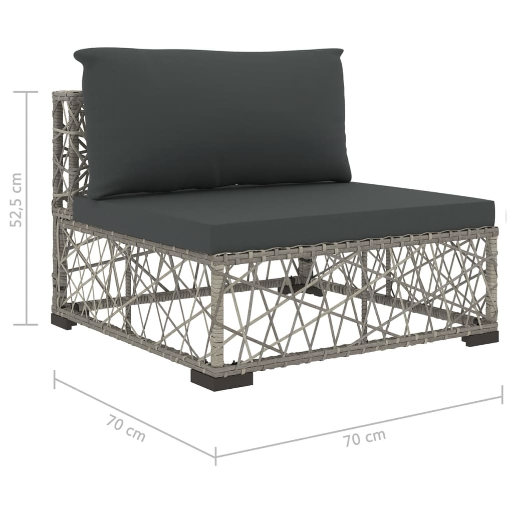 6-részes szürke polyrattan kerti bútorszett párnákkal
