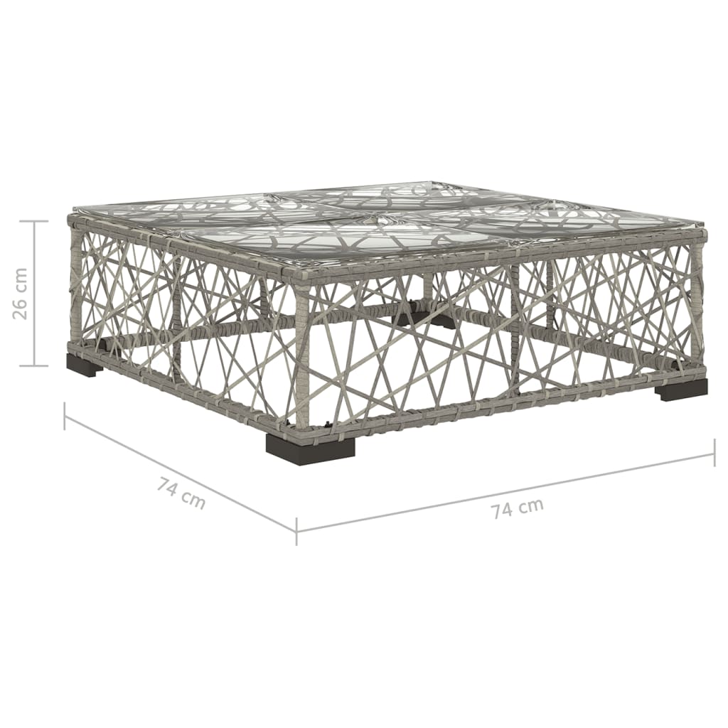 6-részes szürke polyrattan kerti bútorszett párnákkal