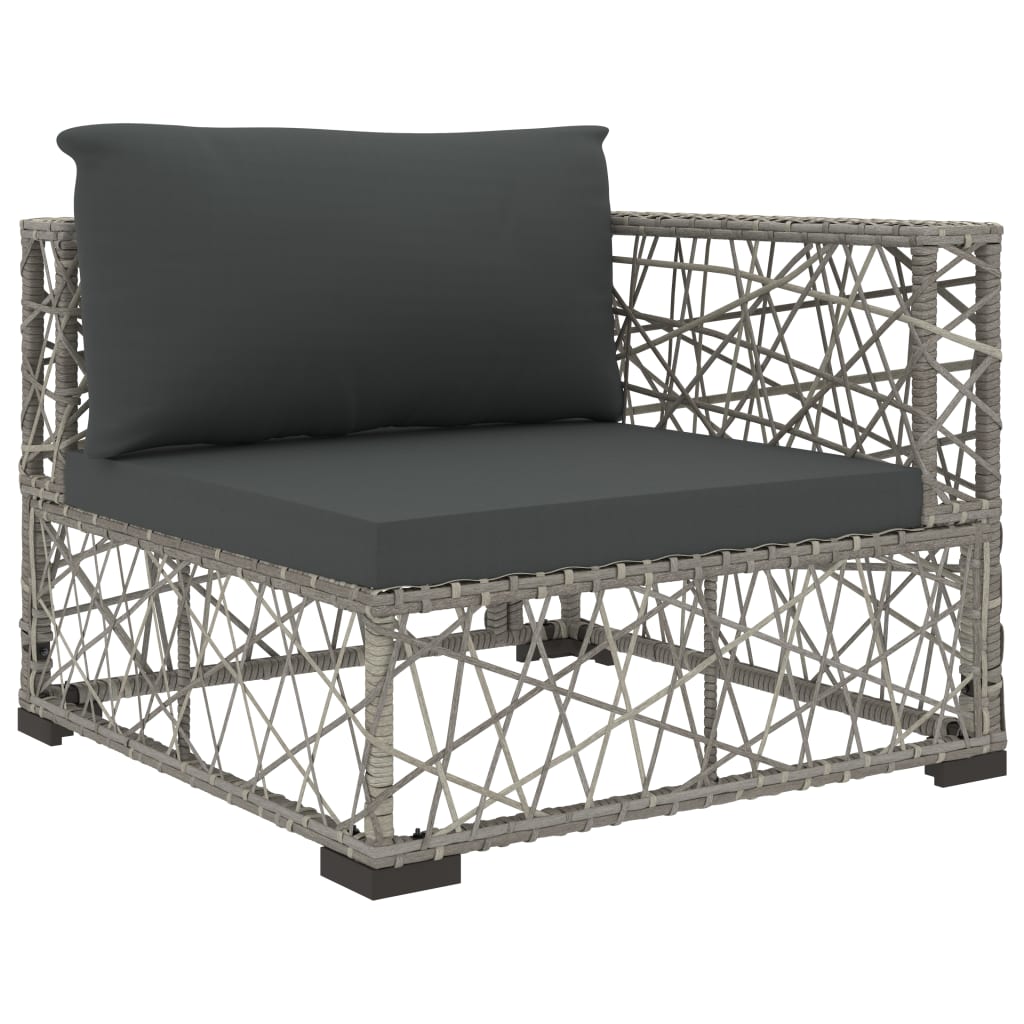 10-részes szürke polyrattan kerti bútorszett párnákkal 10-részes szürke polyrattan kerti bútorszett párnákkal