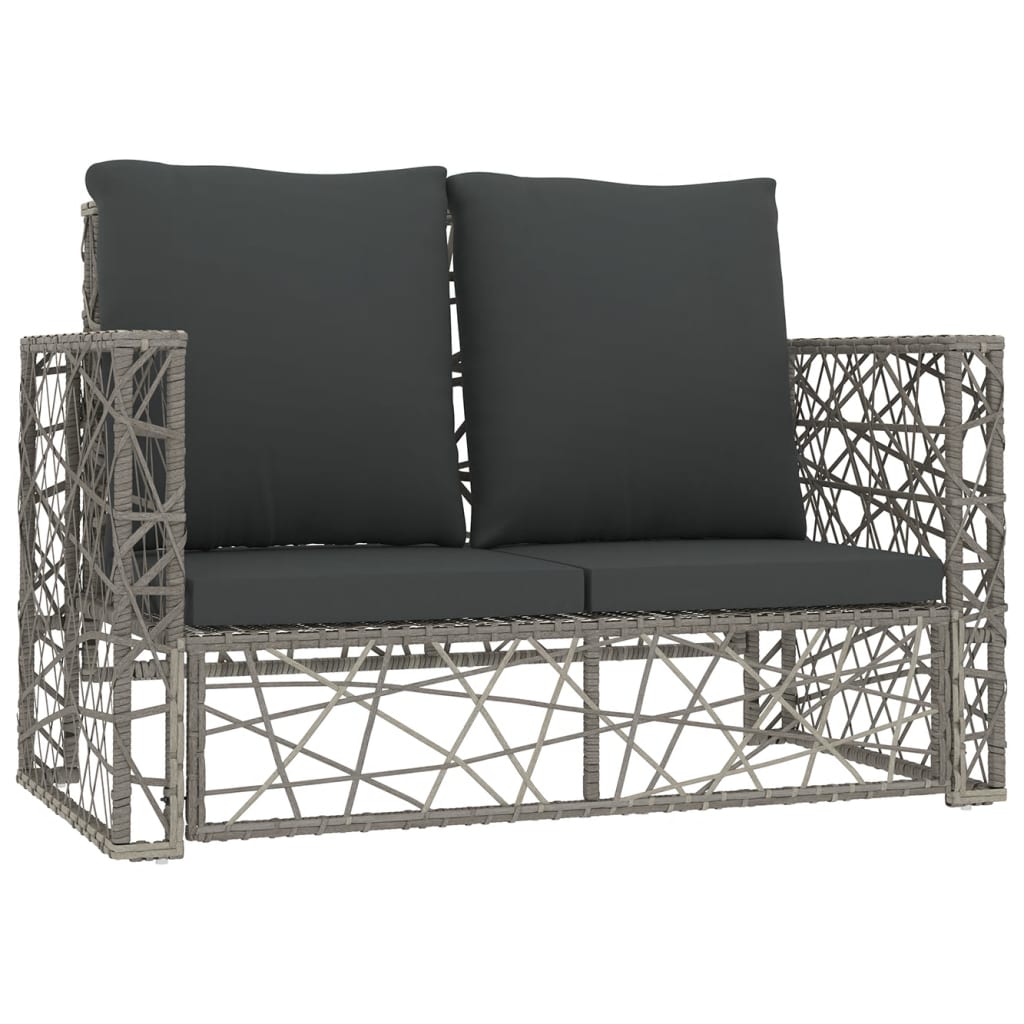 2-részes szürke polyrattan kerti bútorszett párnákkal
