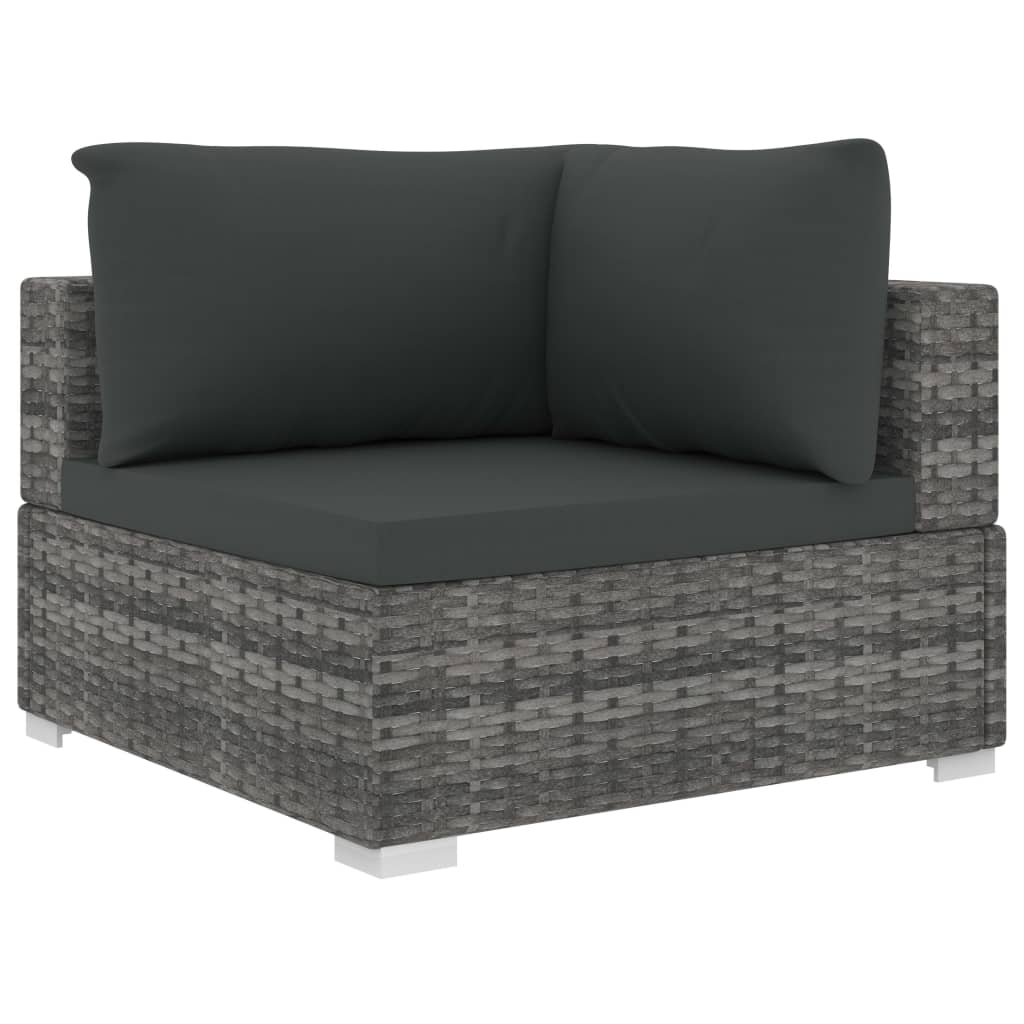 10-részes szürke polyrattan kerti bútorszett párnákkal
