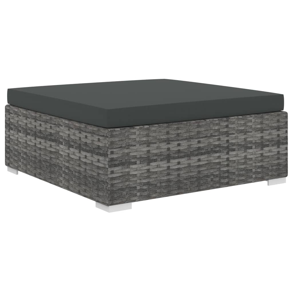 10-részes szürke polyrattan kerti bútorszett párnákkal