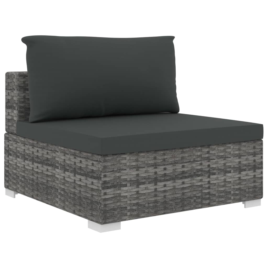 10-részes szürke polyrattan kerti bútorszett párnákkal