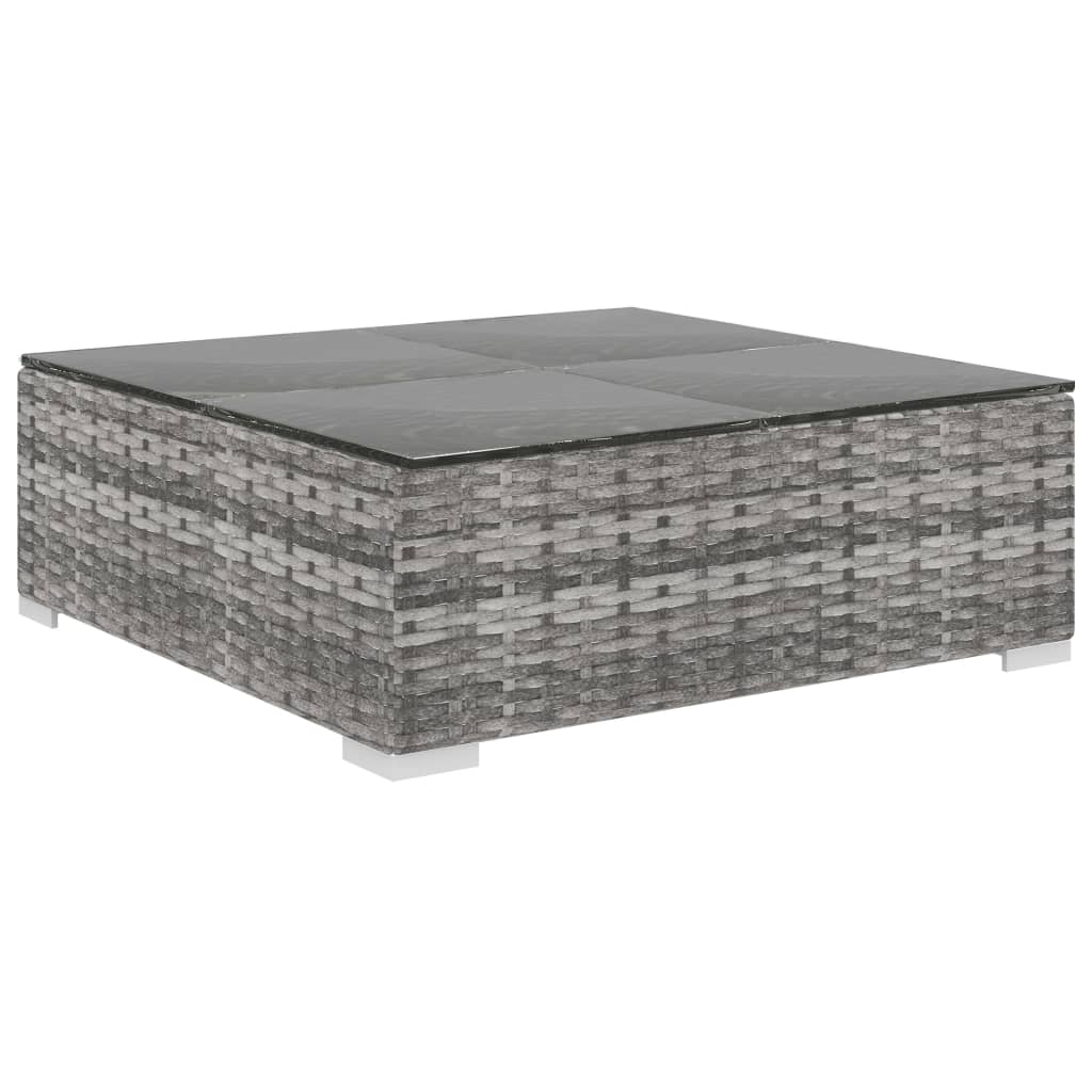 10-részes szürke polyrattan kerti bútorszett párnákkal