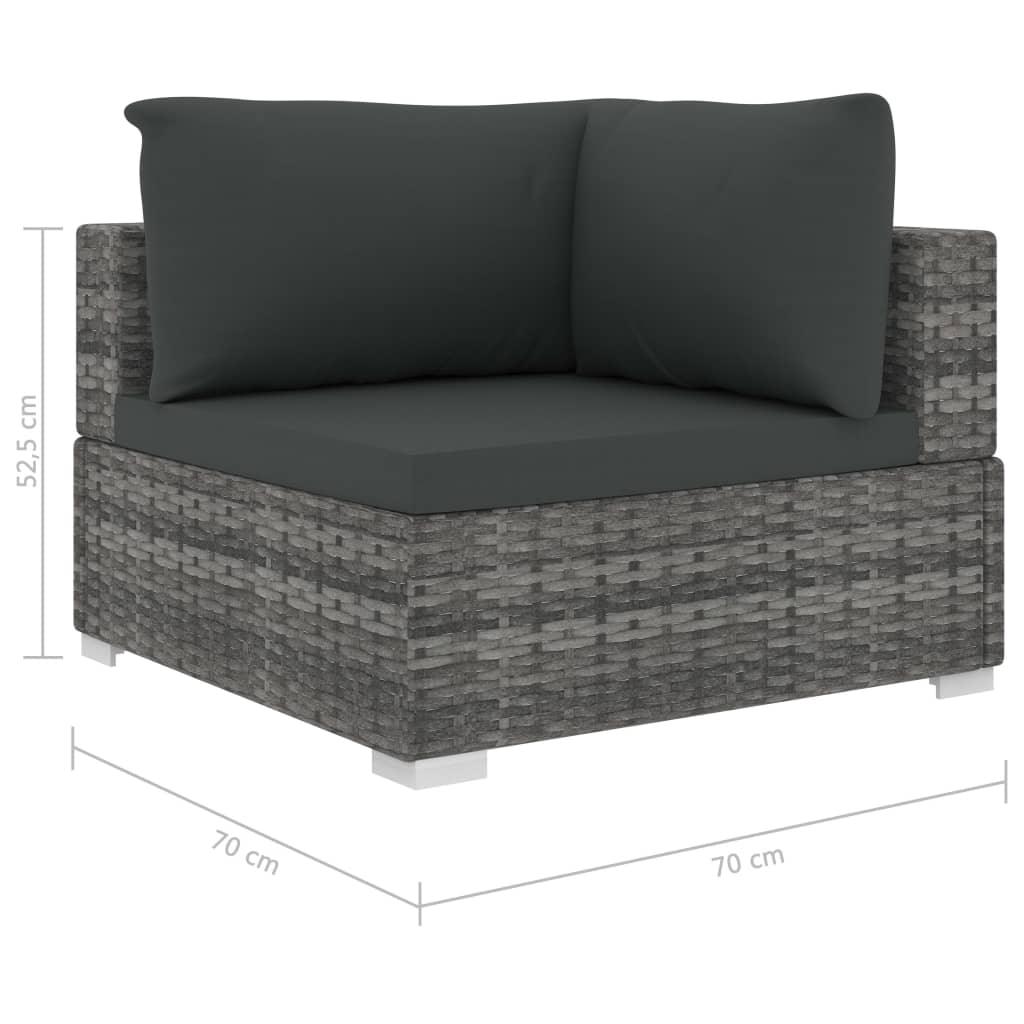 10-részes szürke polyrattan kerti bútorszett párnákkal