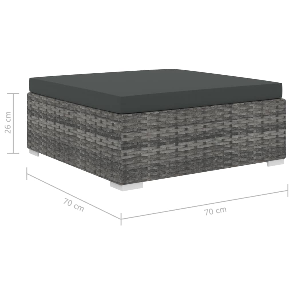 10-részes szürke polyrattan kerti bútorszett párnákkal