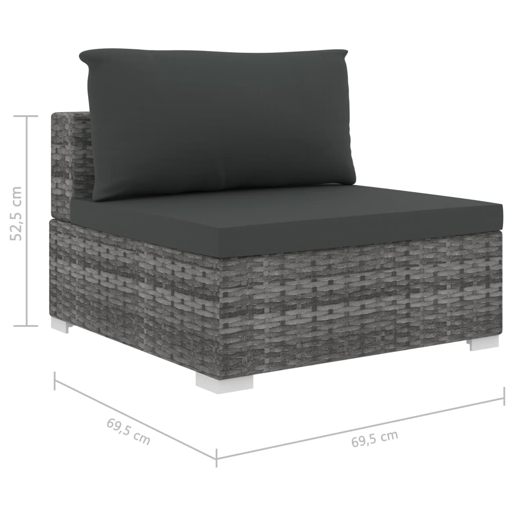 11-részes szürke polyrattan kerti bútorszett párnákkal