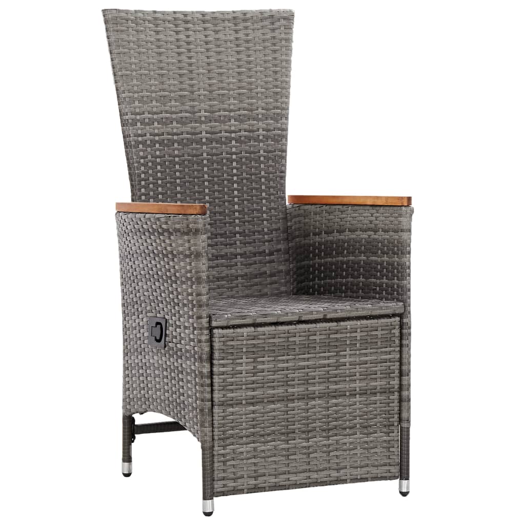 2 db szürke dönthető háttámlás polyrattan kerti szék párnával 2 db szürke dönthető háttámlás polyrattan kerti szék párnával