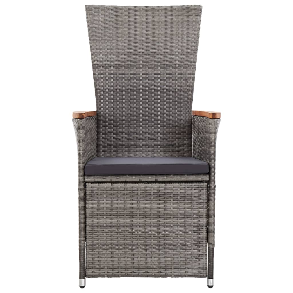 2 db szürke dönthető háttámlás polyrattan kerti szék párnával 2 db szürke dönthető háttámlás polyrattan kerti szék párnával