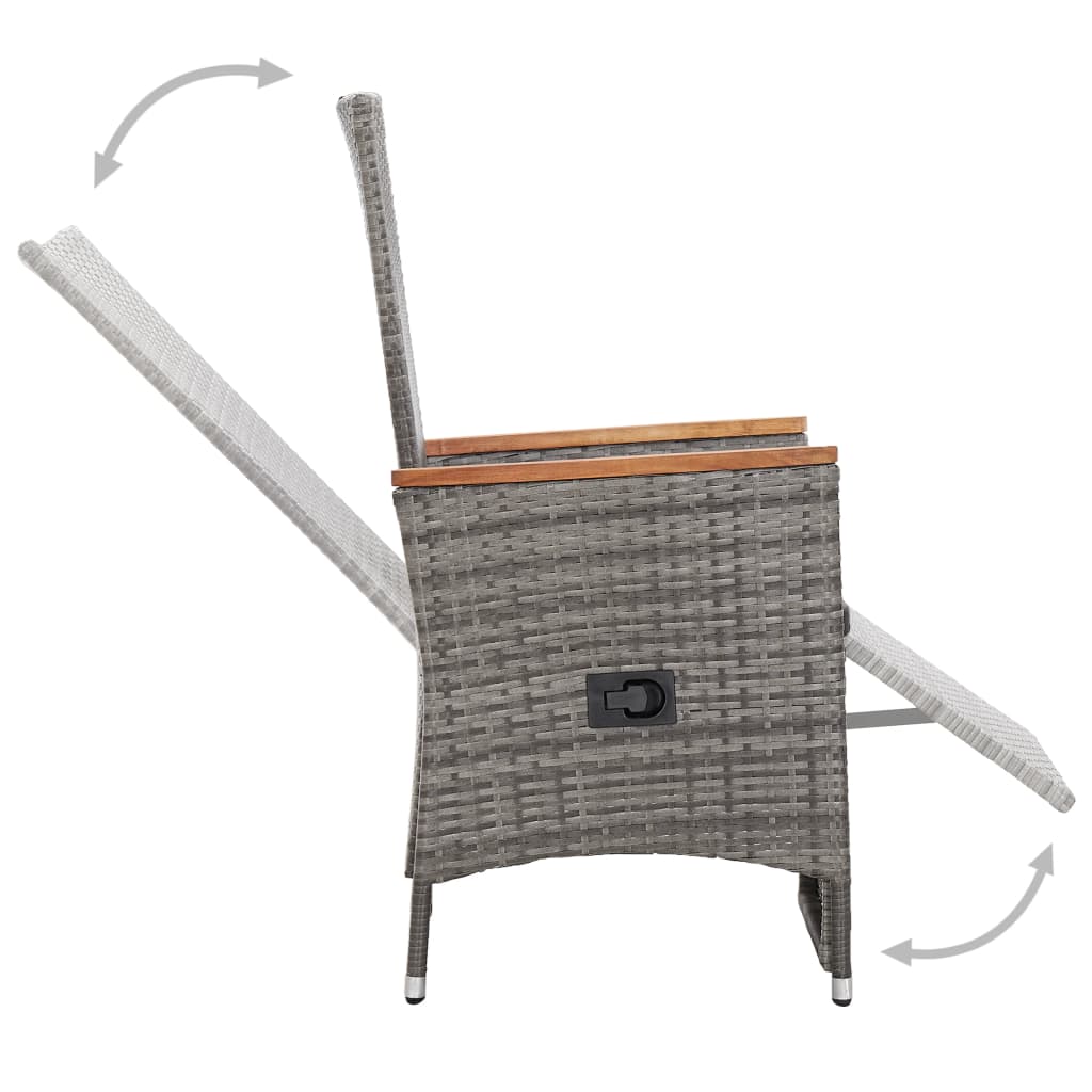 2 db szürke dönthető háttámlás polyrattan kerti szék párnával 2 db szürke dönthető háttámlás polyrattan kerti szék párnával