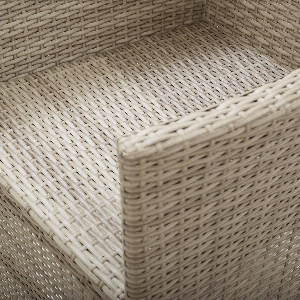2 db bézs dönthető háttámlás polyrattan kerti szék párnával
