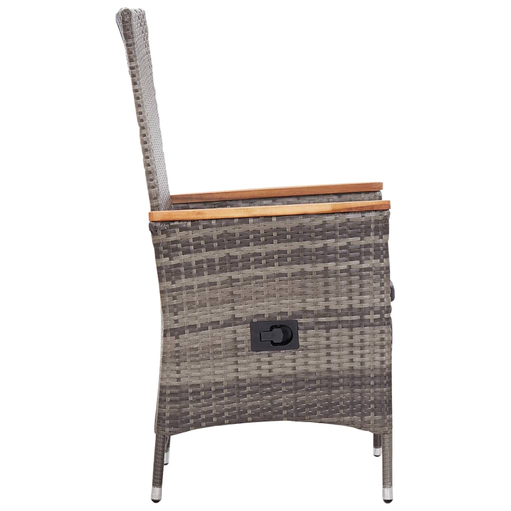 2 db szürke polyrattan kültéri szék párnával