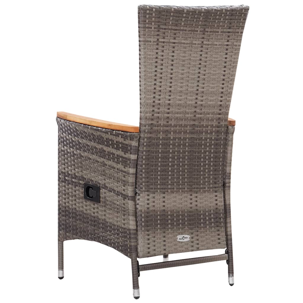2 db szürke polyrattan kültéri szék párnával