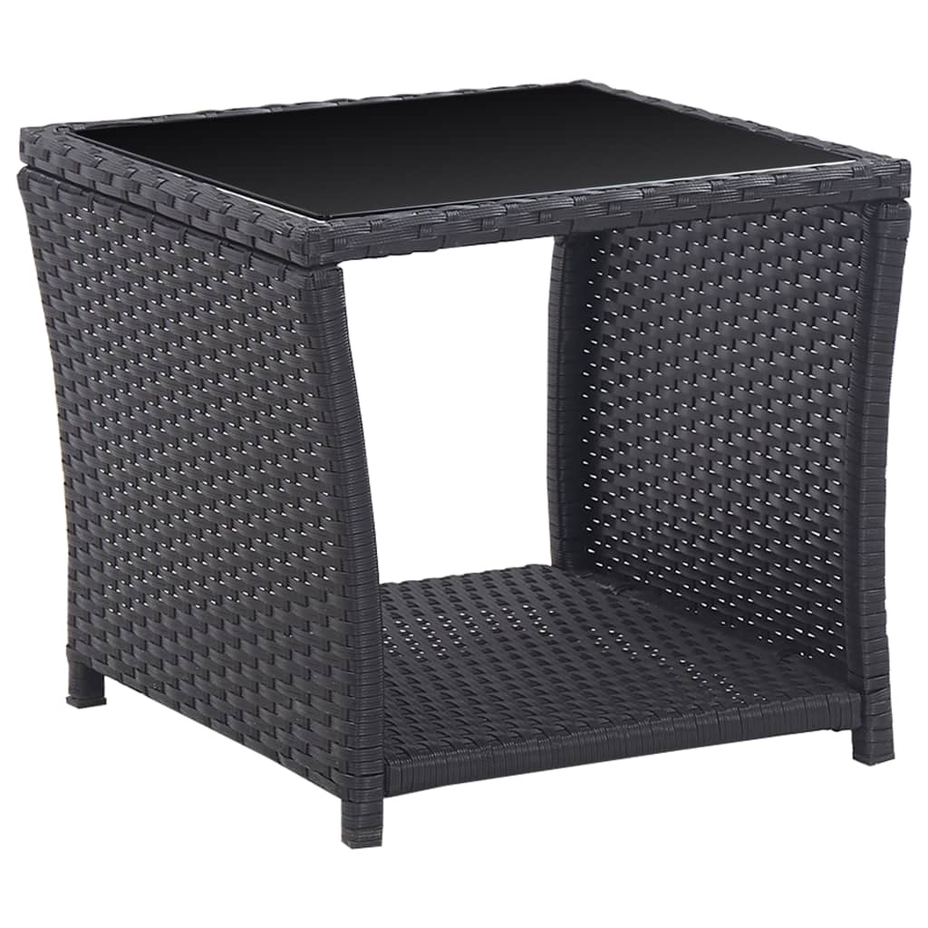 3 darabos fekete polyrattan bisztrószett párnákkal