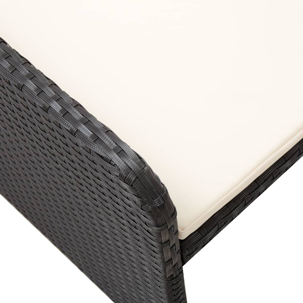 2 részes fekete polyrattan kerti bútorszett párnákkal