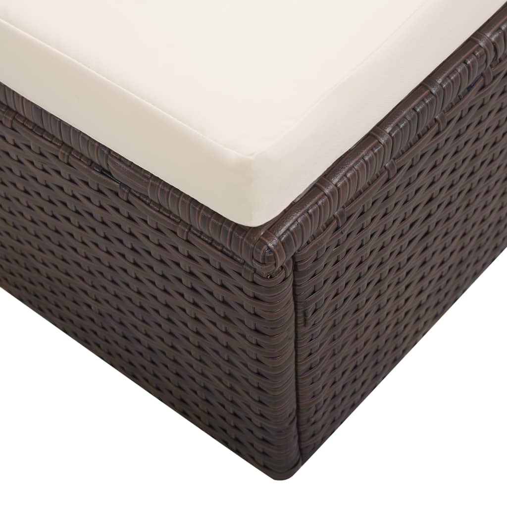 2 részes barna polyrattan kerti bútorszett párnákkal