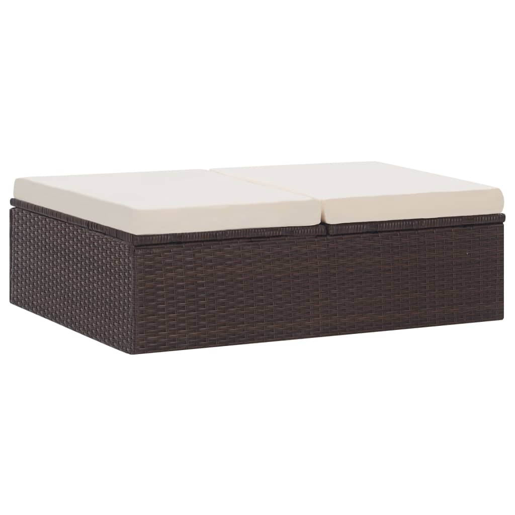 2 részes barna polyrattan kerti bútorszett párnákkal