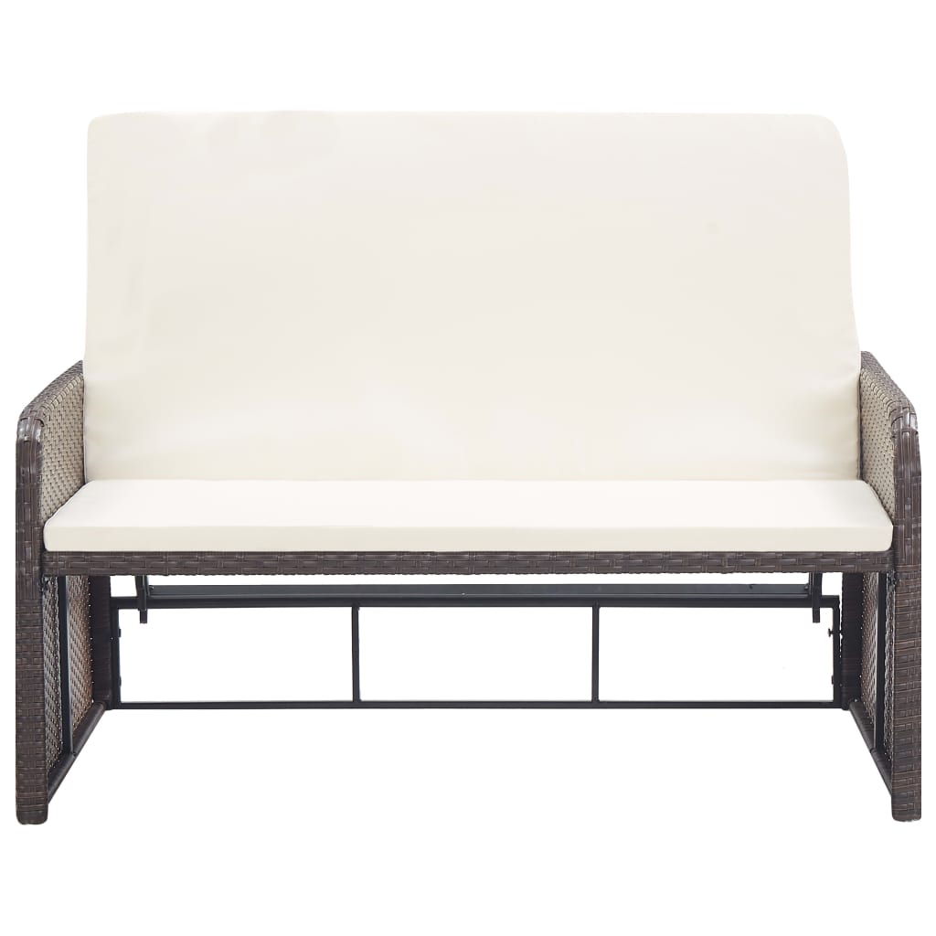 2 részes barna polyrattan kerti bútorszett párnákkal