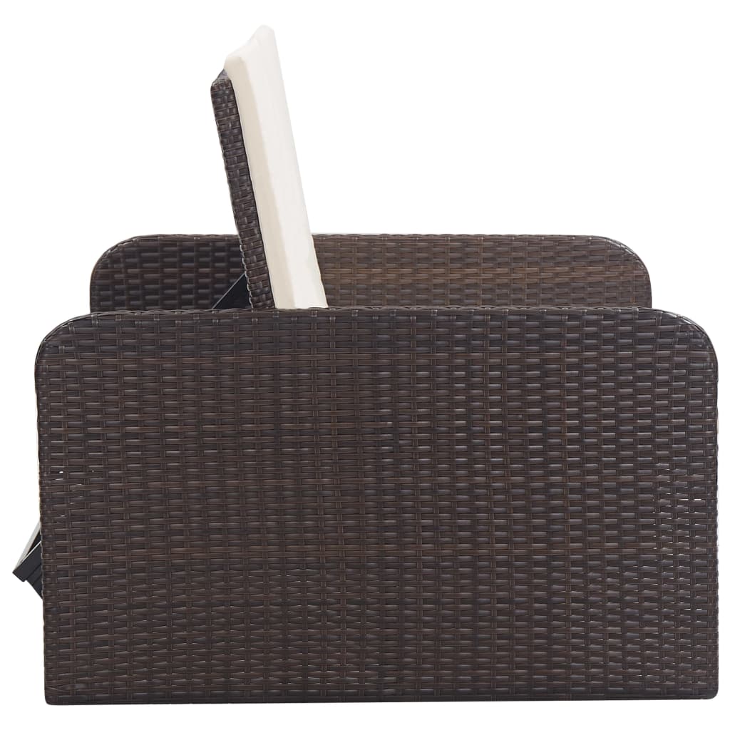 2 részes barna polyrattan kerti bútorszett párnákkal