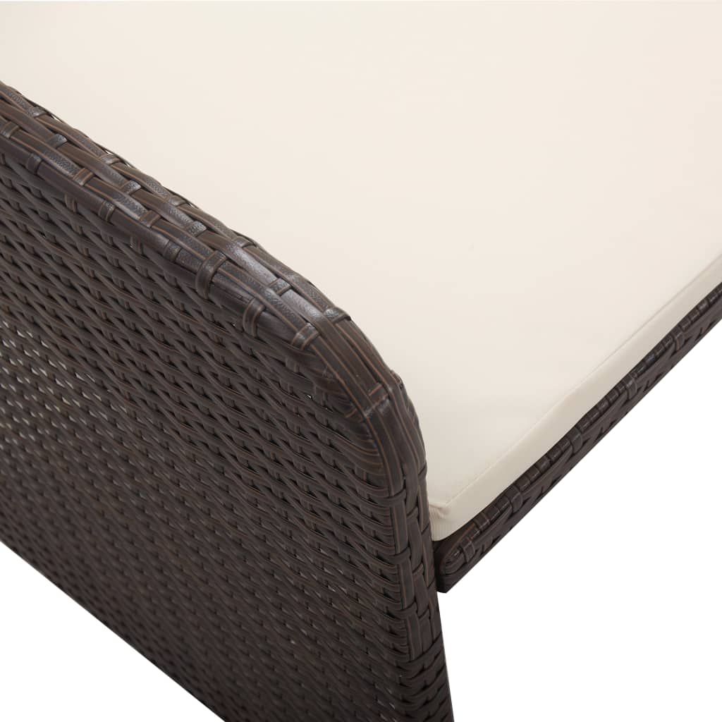 2 részes barna polyrattan kerti bútorszett párnákkal