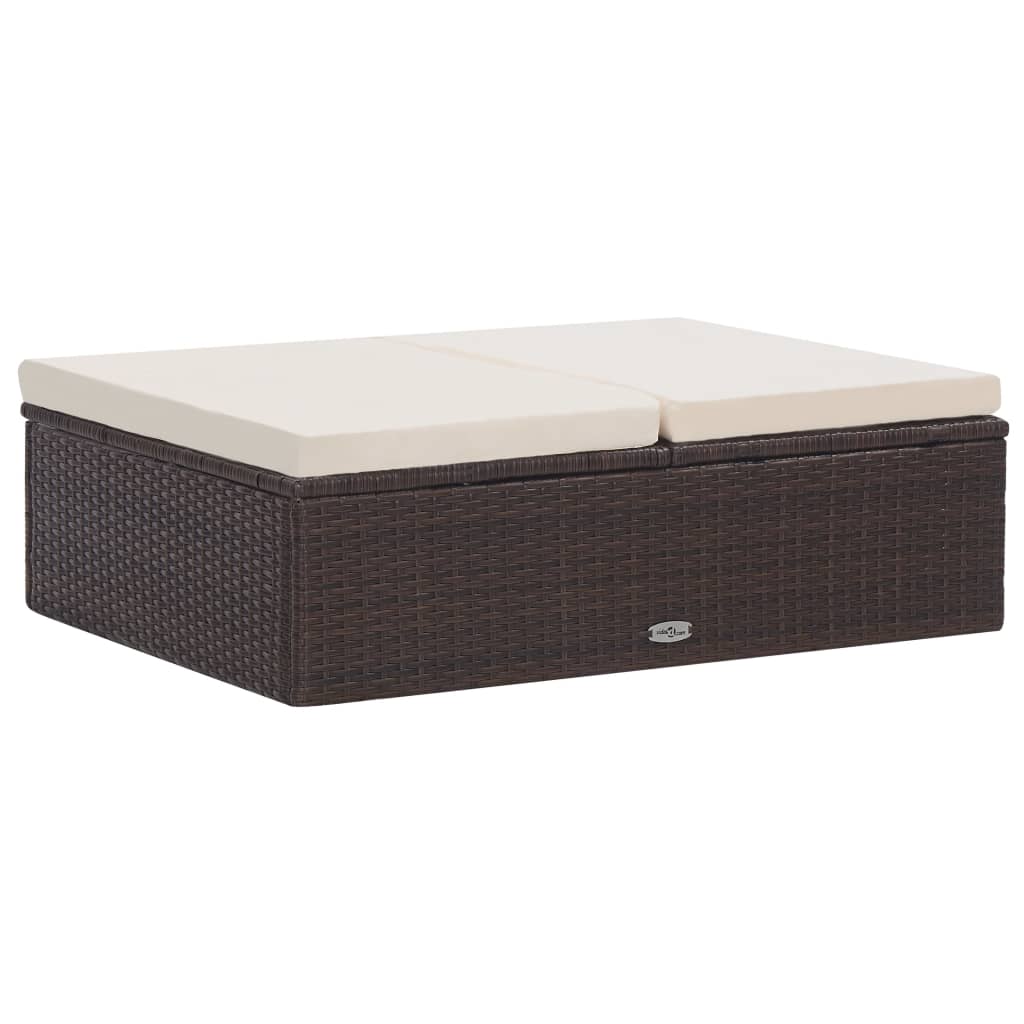 2 részes barna polyrattan kerti bútorszett párnákkal