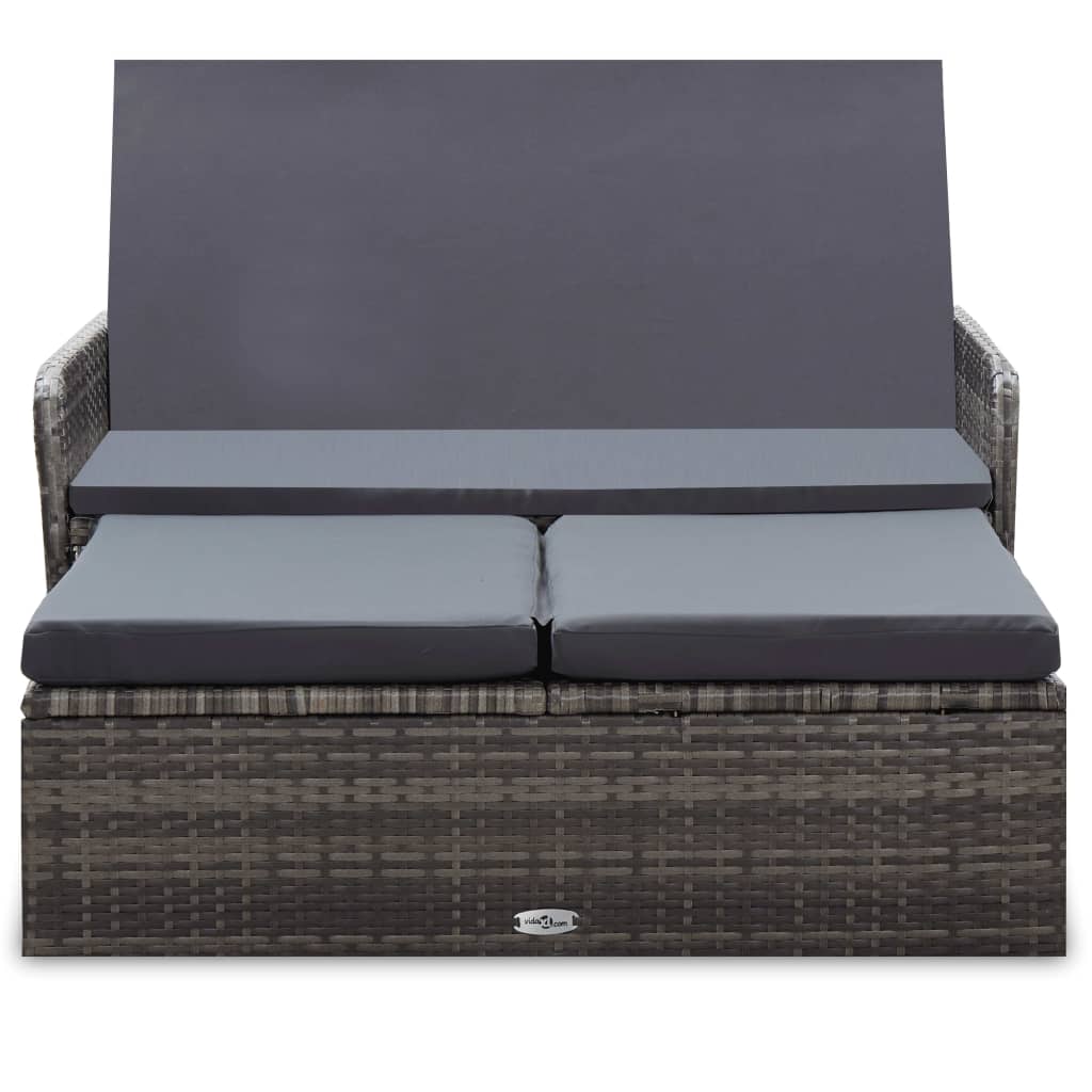 2 részes szürke polyrattan kerti bútorszett párnákkal