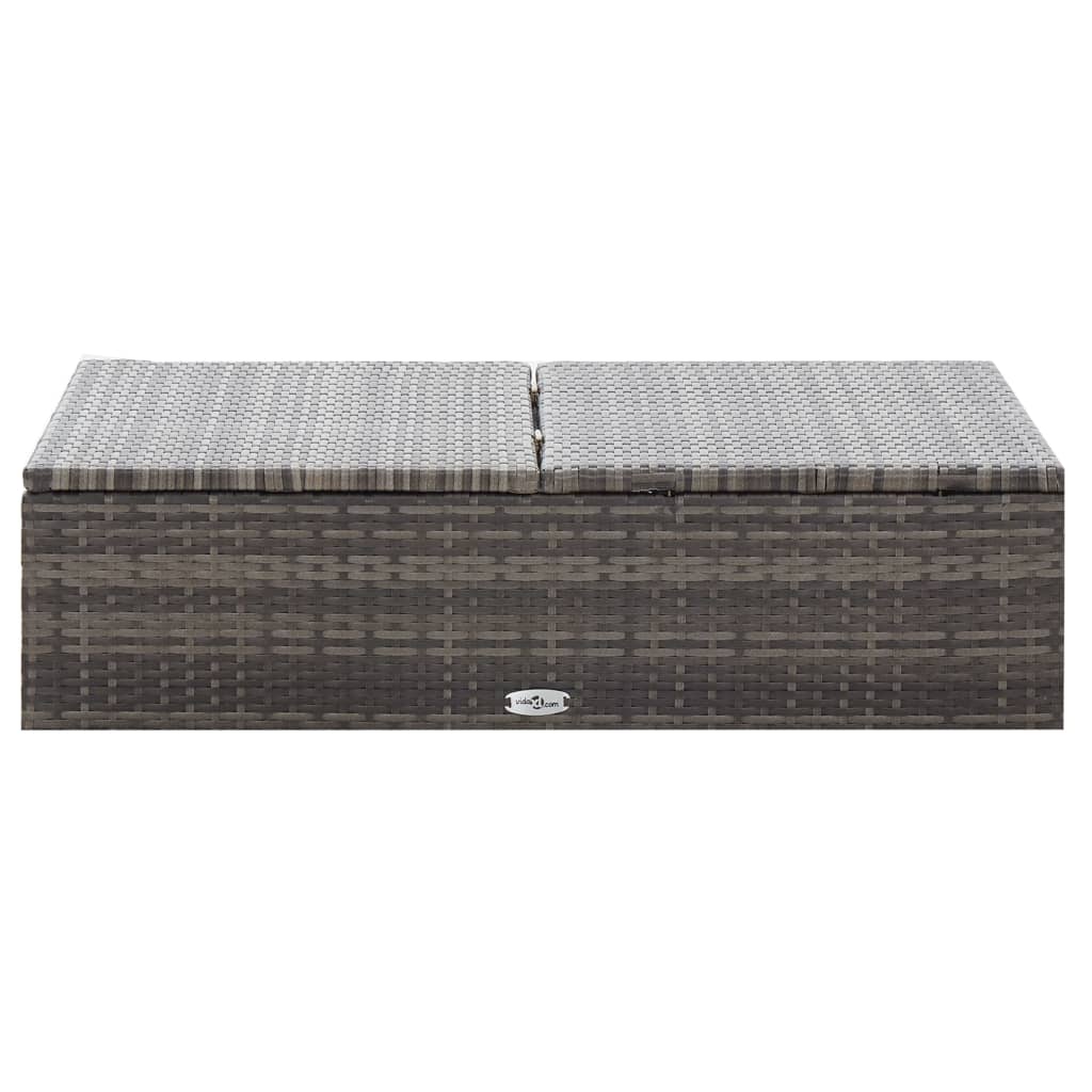 2 részes szürke polyrattan kerti bútorszett párnákkal