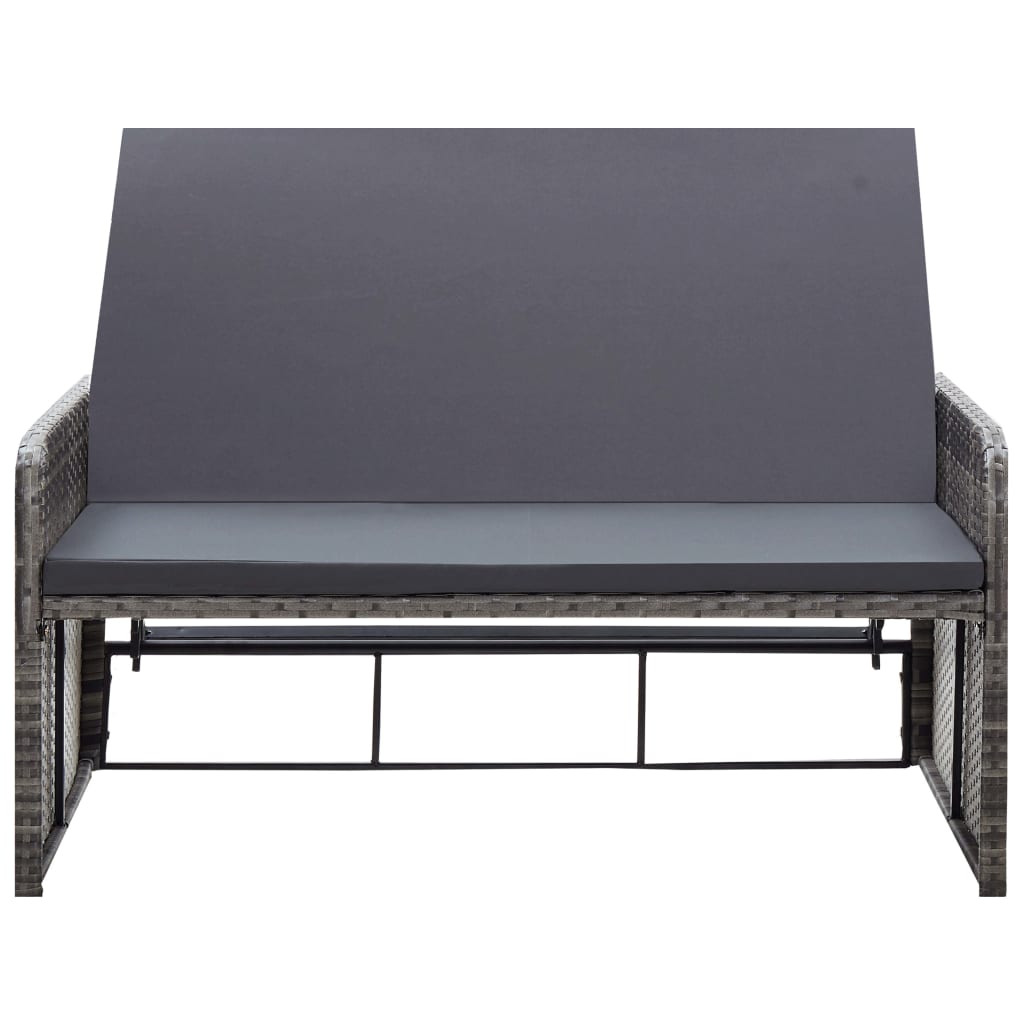 2 részes szürke polyrattan kerti bútorszett párnákkal