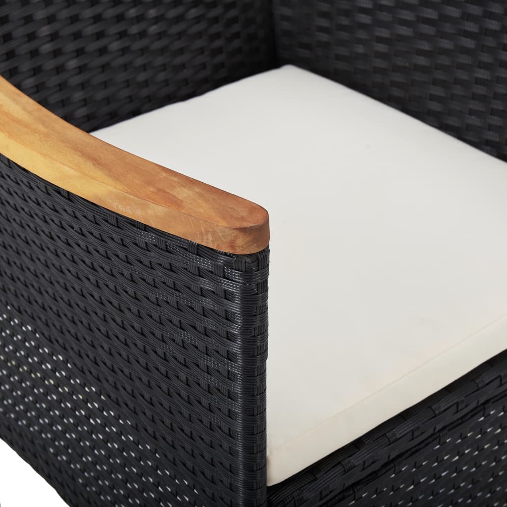 2 db fekete kerti polyrattan étkezőszék