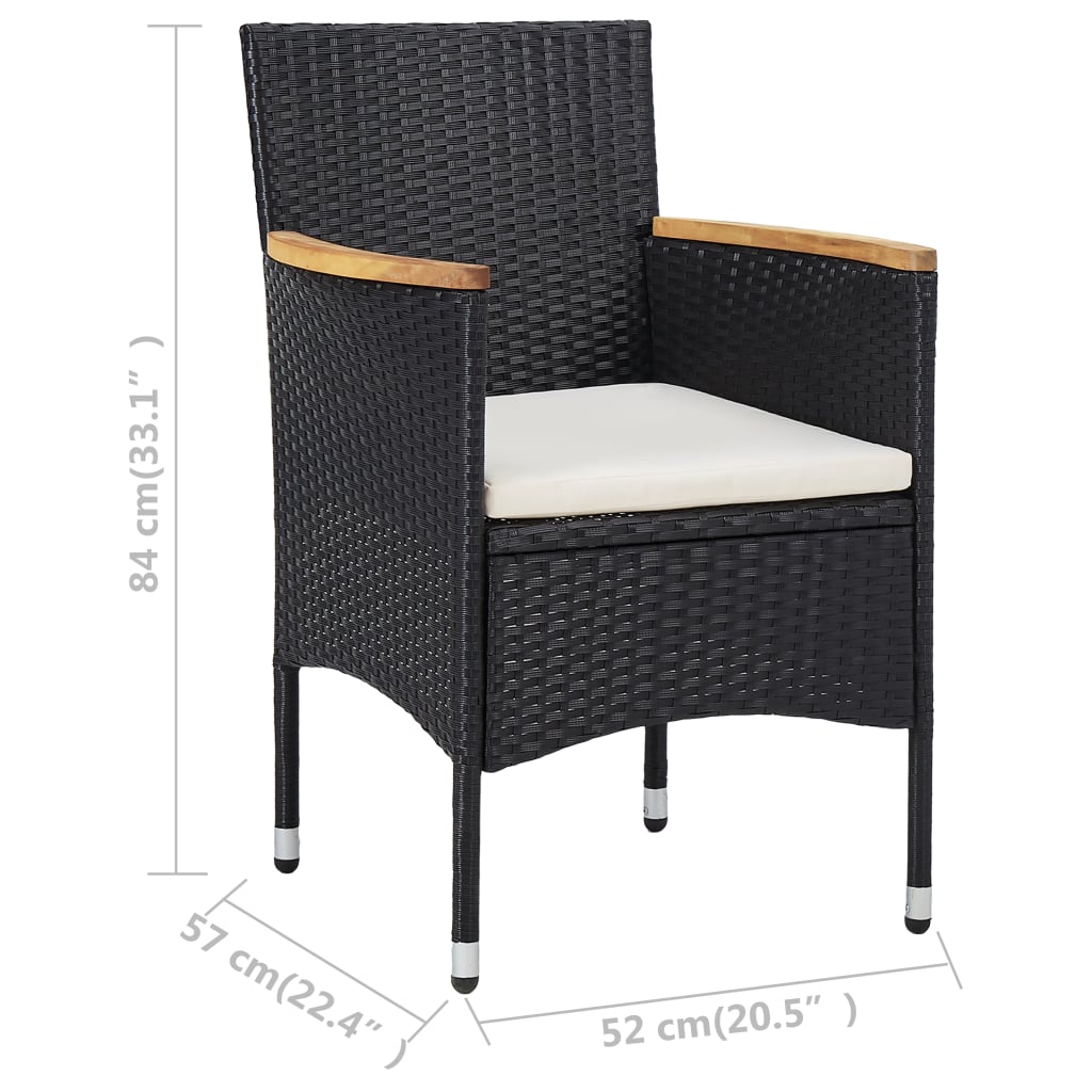 2 db fekete kerti polyrattan étkezőszék