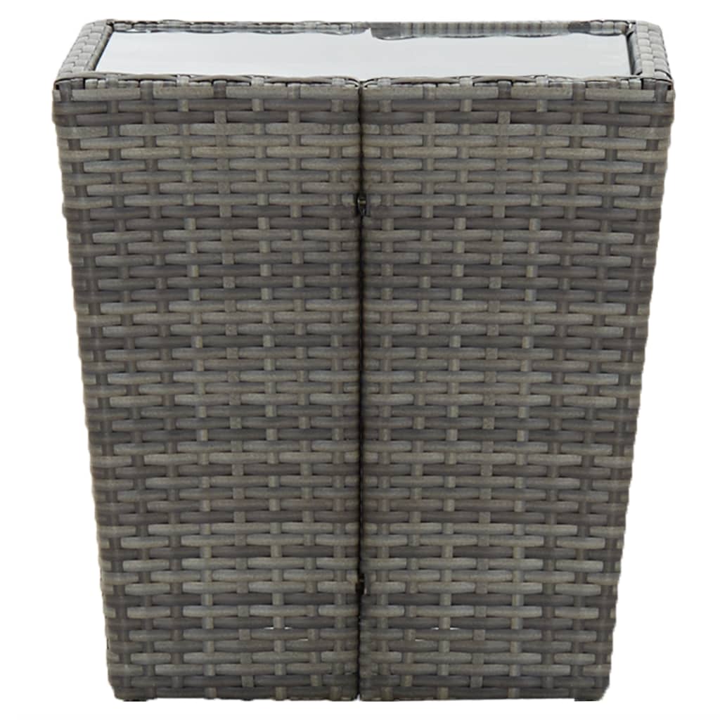 Szürke polyrattan és edzett üveg teázóasztal 41,5x41,5x43 cm