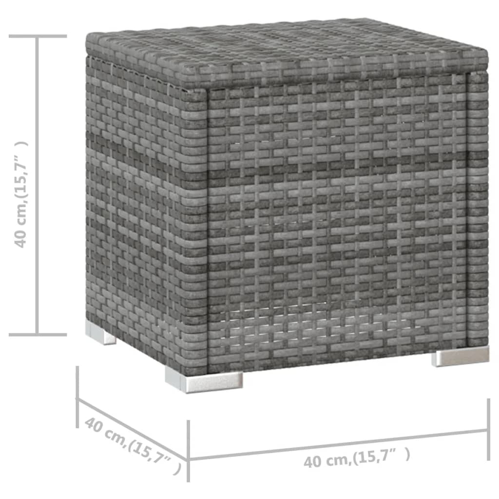 Szürke polyrattan napozóágy párnával és teázóasztallal