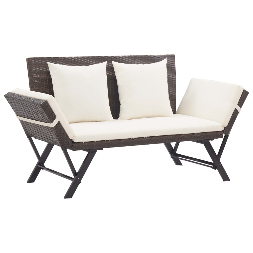 Barna polyrattan kerti pad párnákkal 176 cm Barna polyrattan kerti pad párnákkal 176 cm
