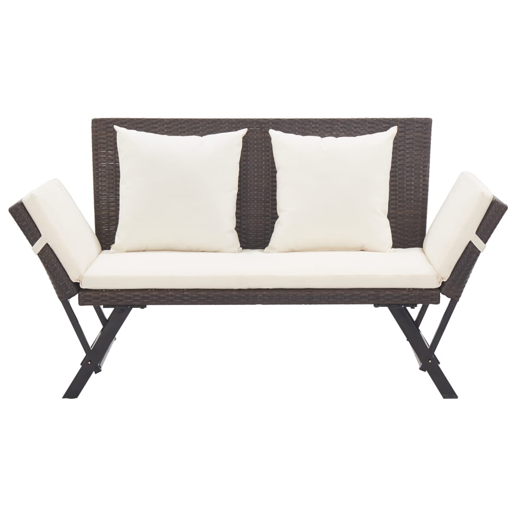 Barna polyrattan kerti pad párnákkal 176 cm Barna polyrattan kerti pad párnákkal 176 cm