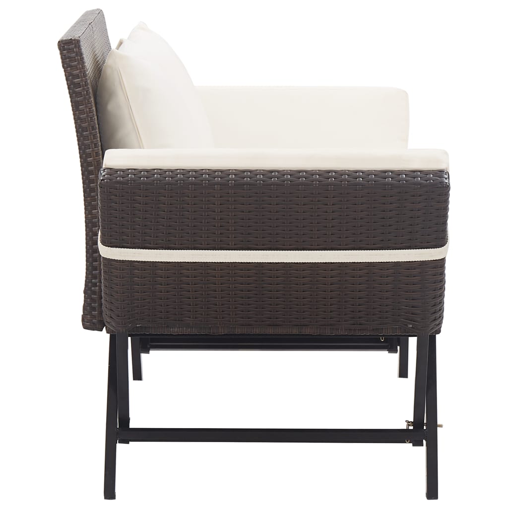 Barna polyrattan kerti pad párnákkal 176 cm Barna polyrattan kerti pad párnákkal 176 cm