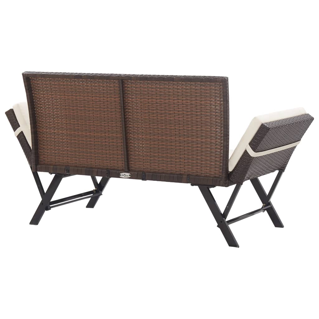 Barna polyrattan kerti pad párnákkal 176 cm Barna polyrattan kerti pad párnákkal 176 cm