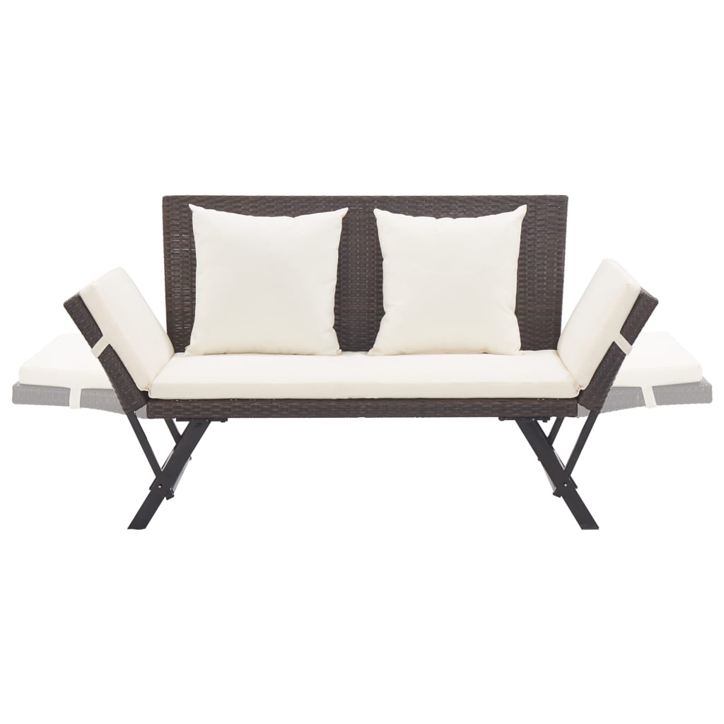Barna polyrattan kerti pad párnákkal 176 cm Barna polyrattan kerti pad párnákkal 176 cm