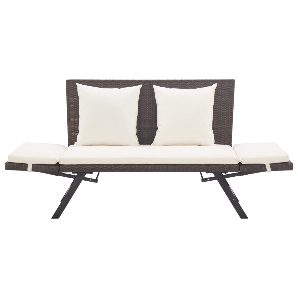 Barna polyrattan kerti pad párnákkal 176 cm Barna polyrattan kerti pad párnákkal 176 cm