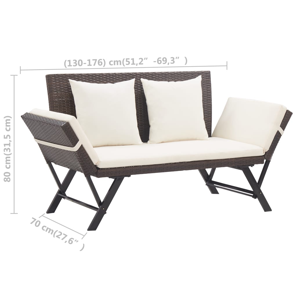Barna polyrattan kerti pad párnákkal 176 cm Barna polyrattan kerti pad párnákkal 176 cm