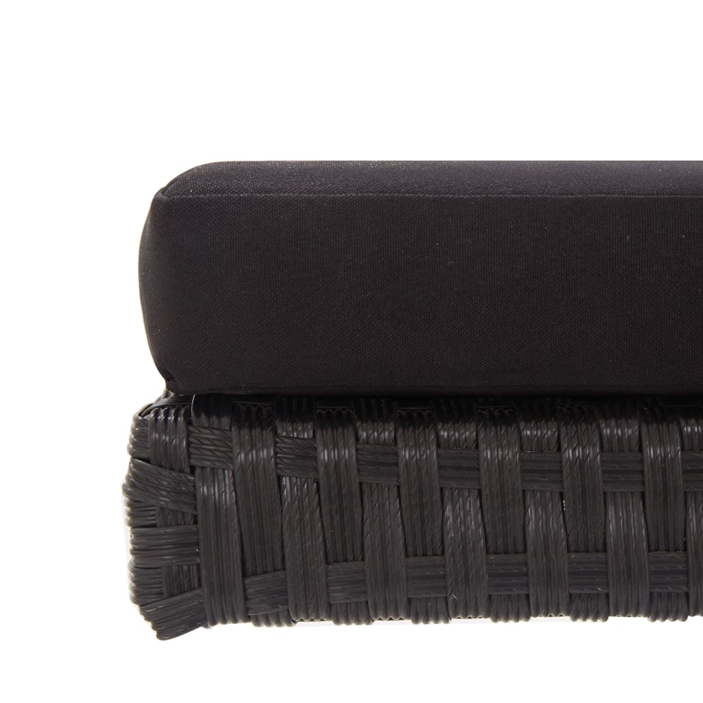 Fekete polyrattan kerti pad párnákkal 176 cm Fekete polyrattan kerti pad párnákkal 176 cm