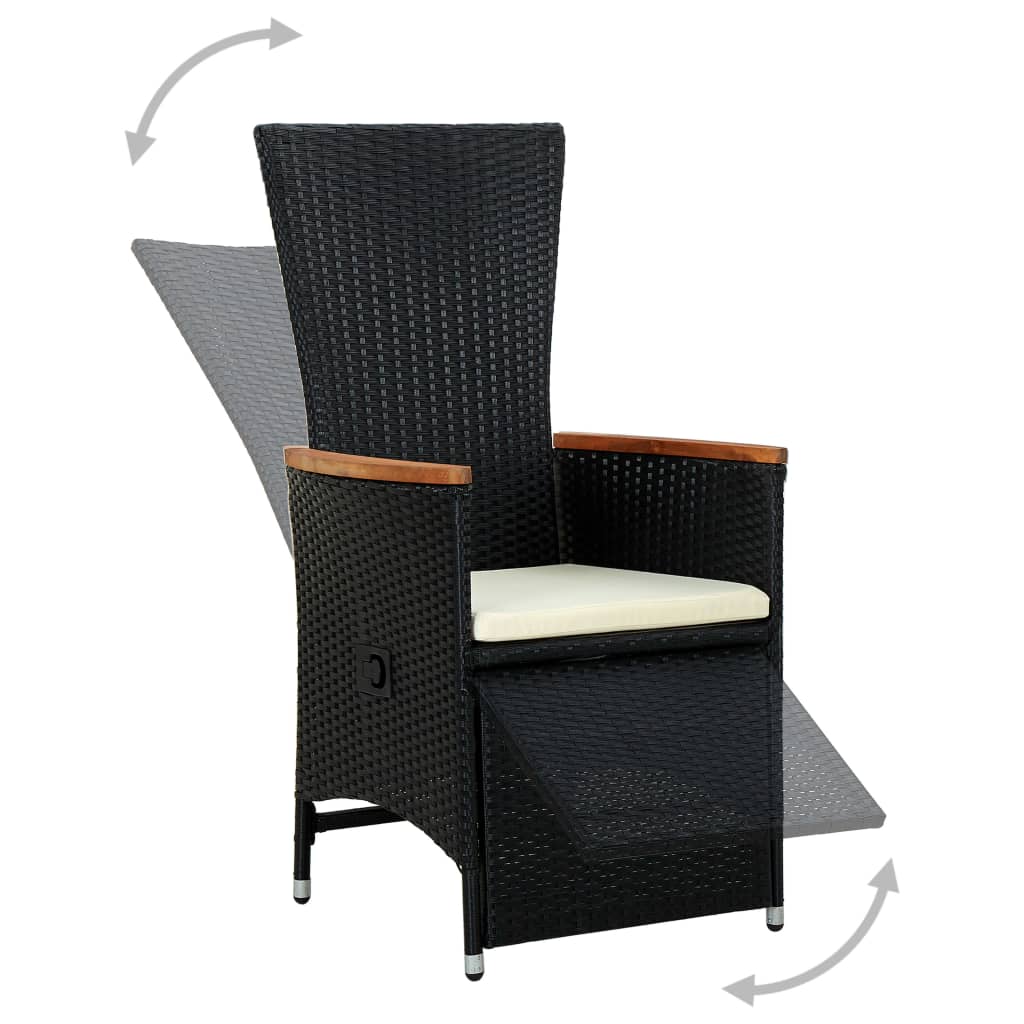 9 részes fekete polyrattan kültéri étkezőszett párnákkal 9 részes fekete polyrattan kültéri étkezőszett párnákkal