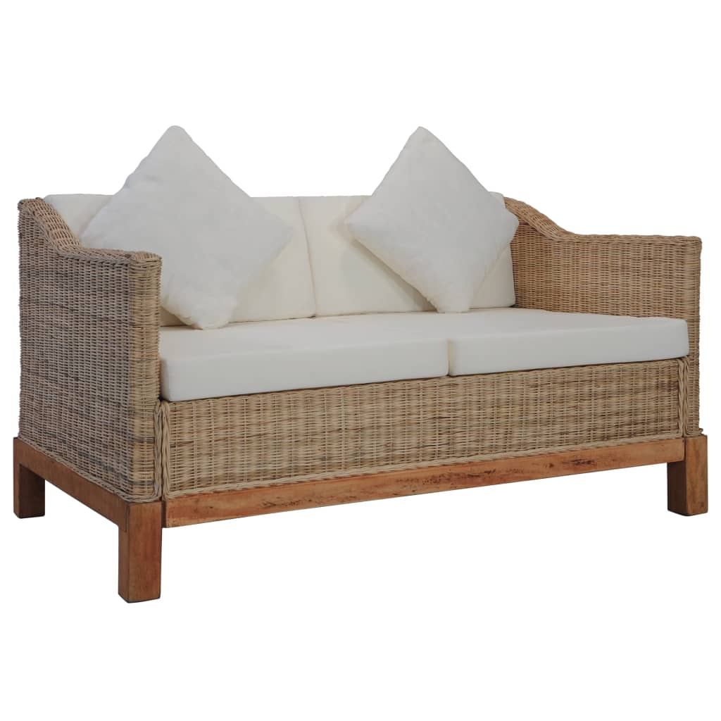 2-részes természetes rattan kanapészett párnákkal 2-részes természetes rattan kanapészett párnákkal