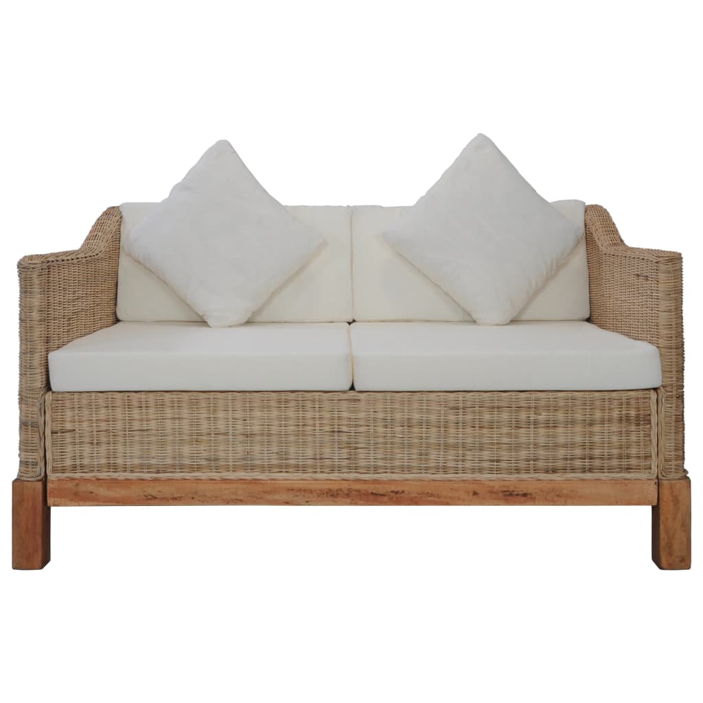 2-részes természetes rattan kanapészett párnákkal 2-részes természetes rattan kanapészett párnákkal